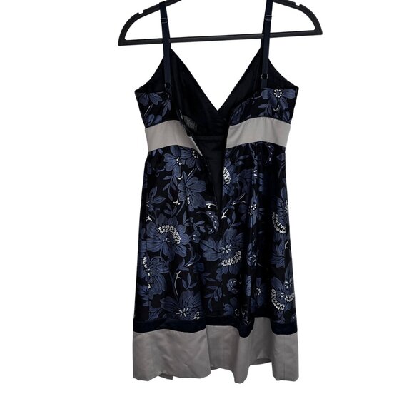 Vintage Y2K BCBG Paris‎ Black Baby Doll Mini Dress Blue Floral Empire Waist Prom - Picture 10 of 11